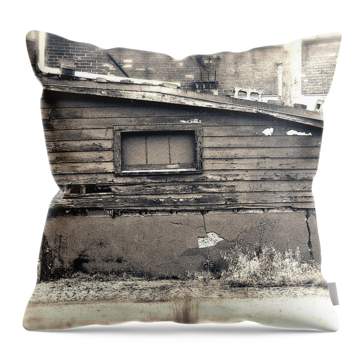 Shack Throw Pillow featuring the photograph Shabby Shack By The Tracks by Phil Perkins
