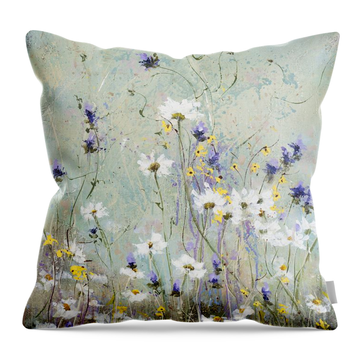 Flowers Throw Pillow featuring the painting Shabby Ten by Laura Lee Zanghetti