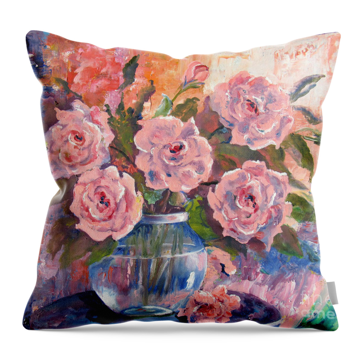 Floral Throw Pillow featuring the painting Shades of Flowers by Lisa Boyd