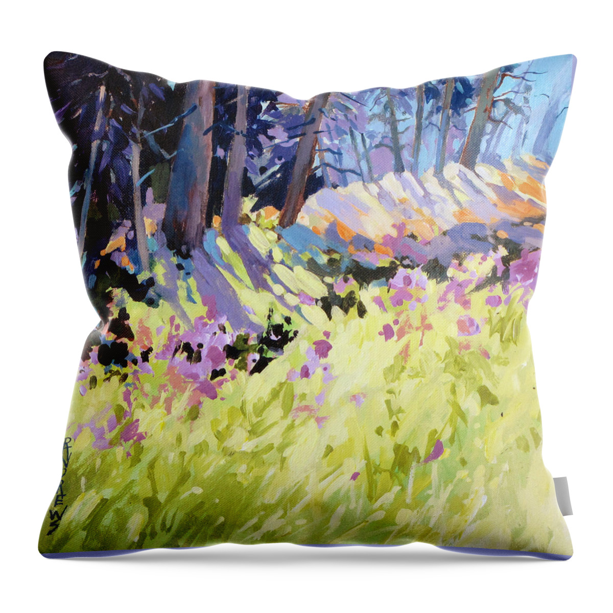 Landscape Throw Pillow featuring the painting Shadow Dance Alaska by Rae Andrews