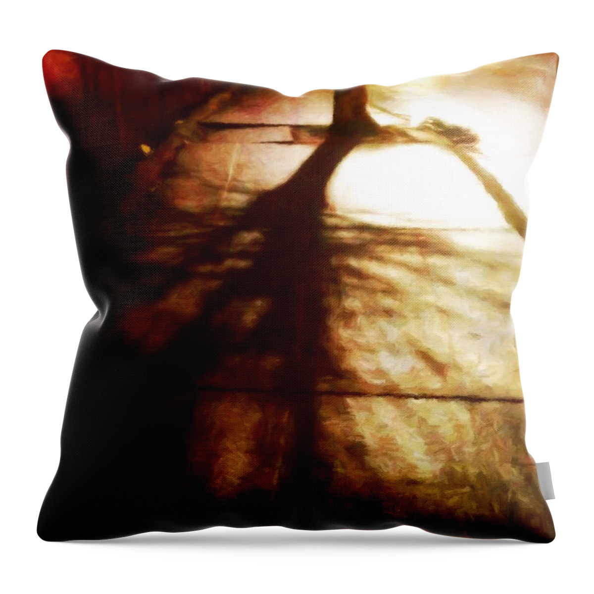 Cityscape Throw Pillow featuring the digital art Shadow of No Doubt by Paisley O'Farrell