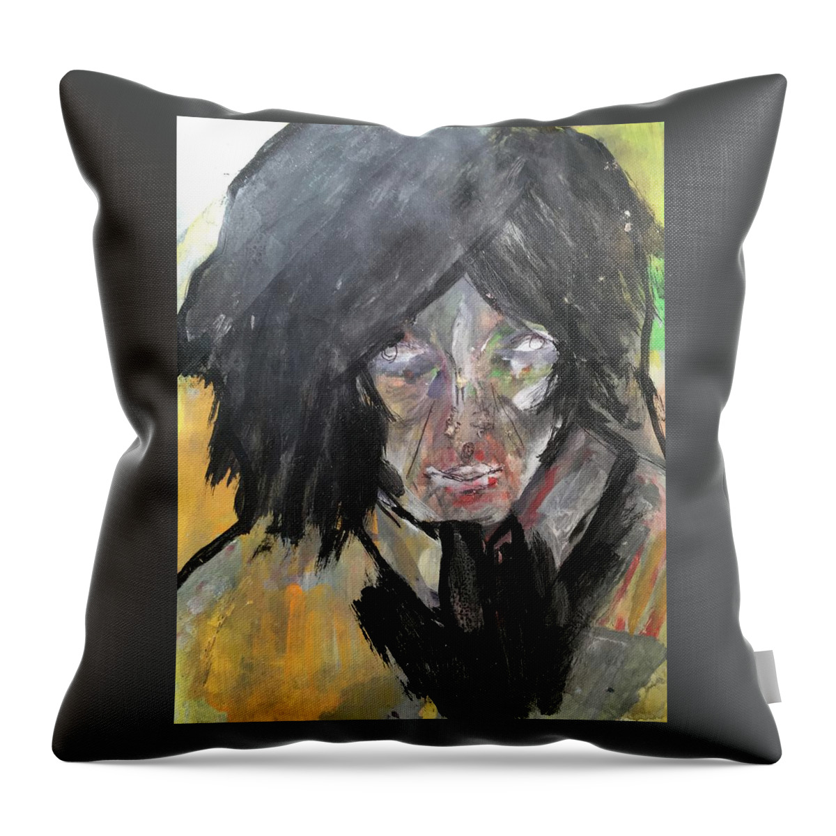 Abstract Throw Pillow featuring the painting Shadows and Hearts by Judith Redman
