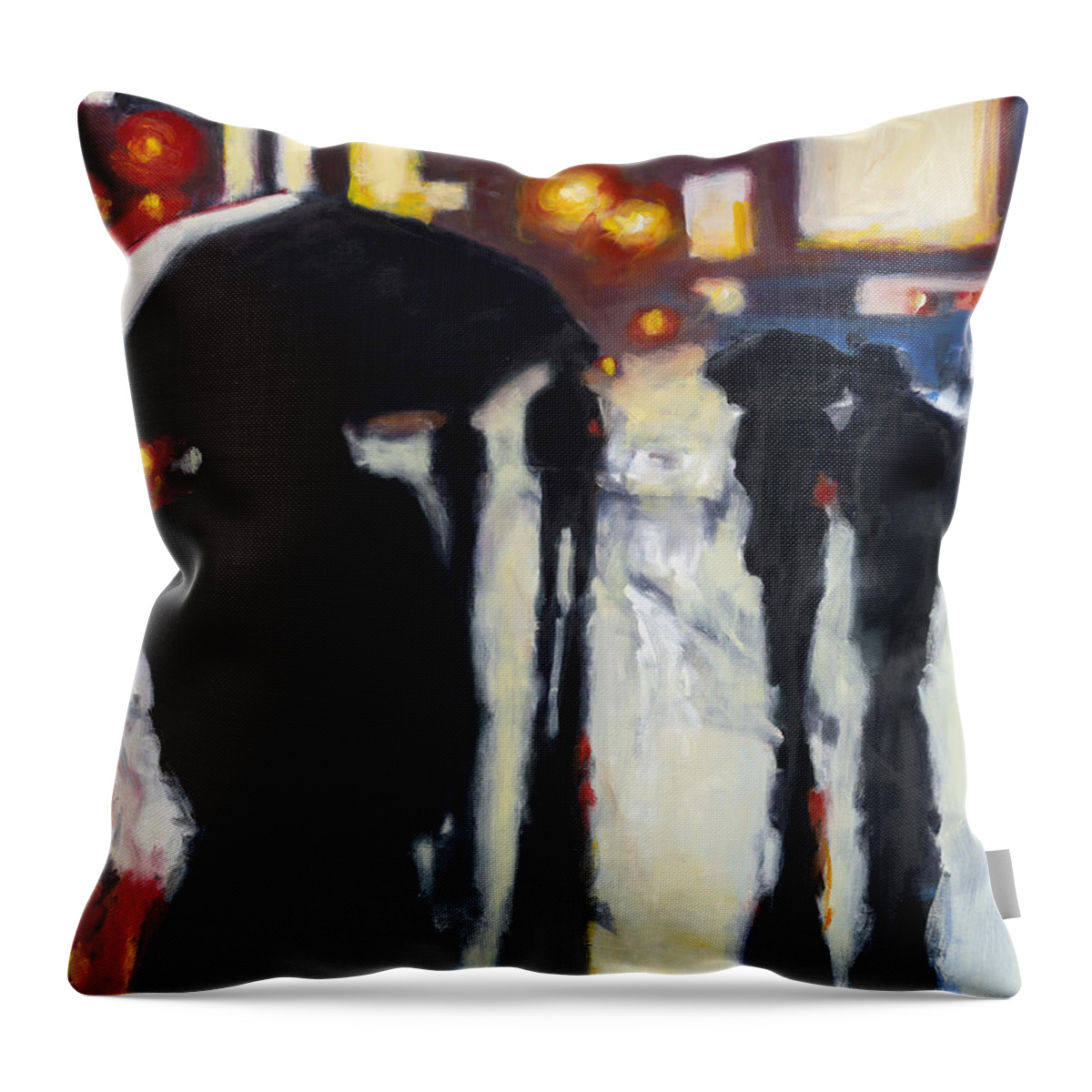 Rob Reeves Throw Pillow featuring the painting Shadows in the Rain by Robert Reeves