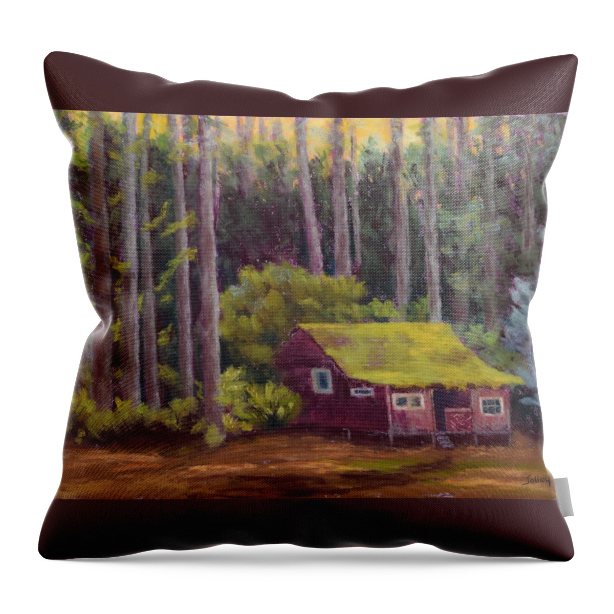 Cabin Throw Pillow featuring the painting Shady Grove by Nancy Jolley