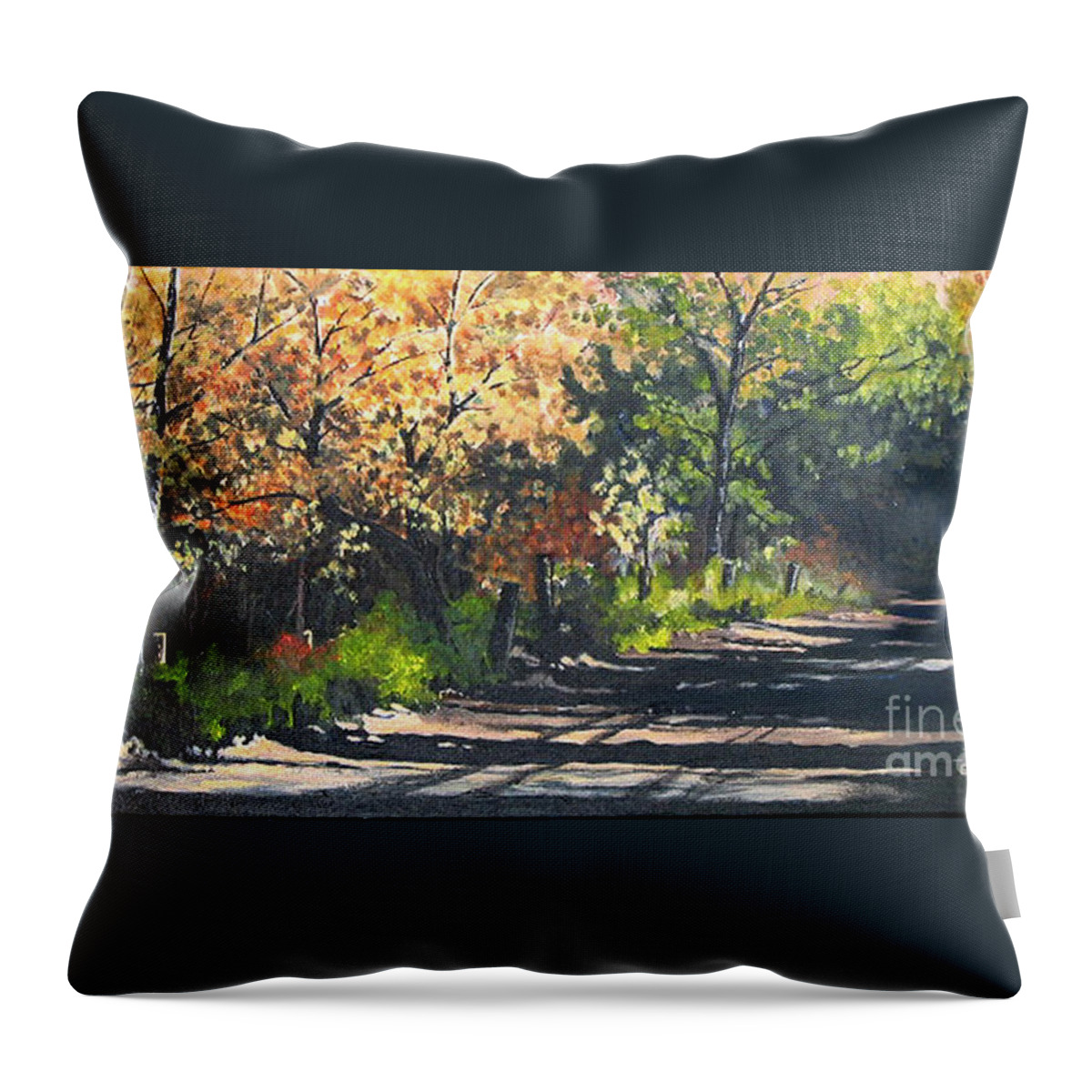 Nature Throw Pillow featuring the painting Shady Lane by Diane Ellingham