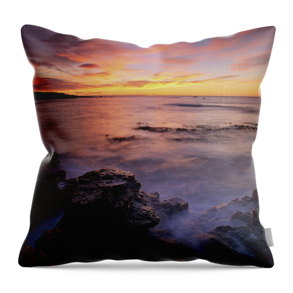 Hh Throw Pillow featuring the photograph Shag Point Waves at Sunset by Harley Betts