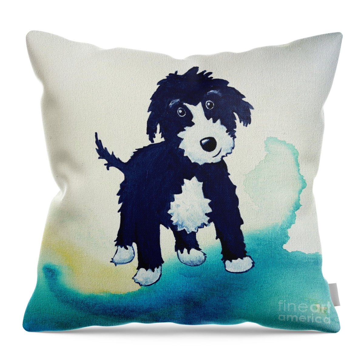 Children Throw Pillow featuring the painting Shaggy Dog by Shiela Gosselin