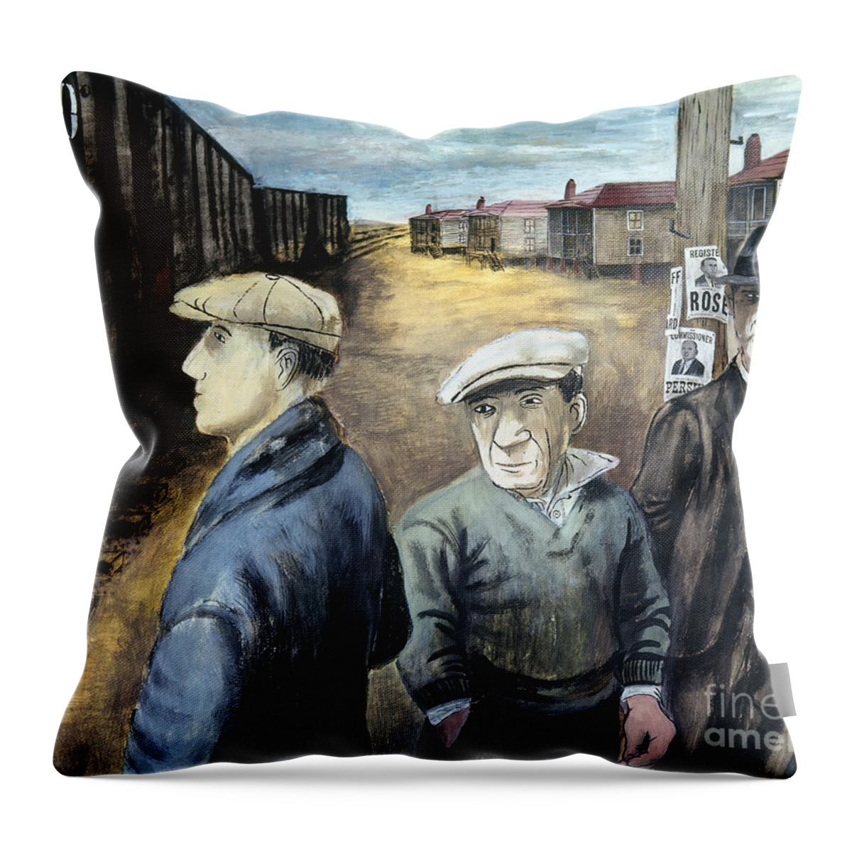 20th Century Throw Pillow featuring the photograph Shahn: Three Men by Granger