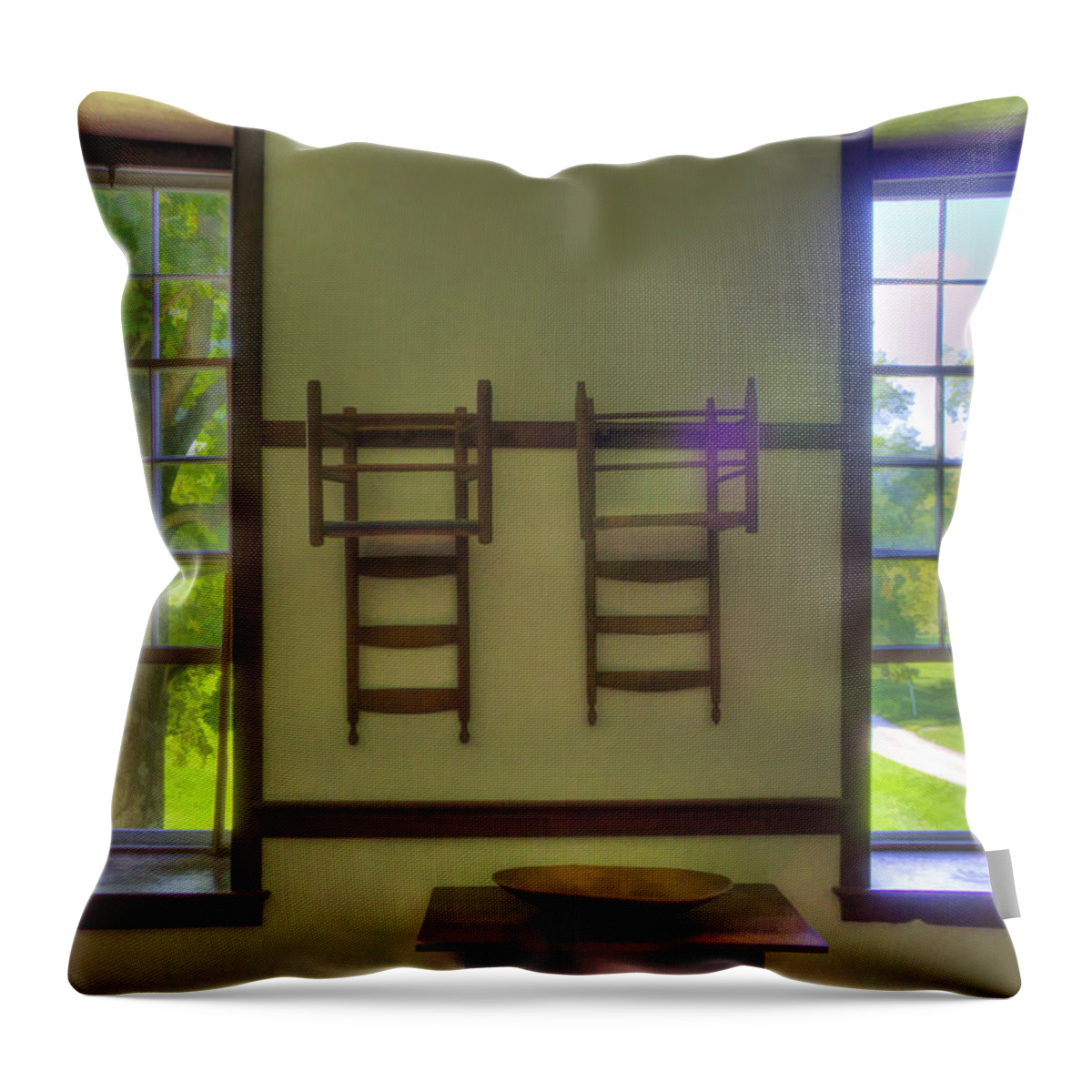 Shaker Throw Pillow featuring the photograph Shaker Dining by Sam Davis Johnson