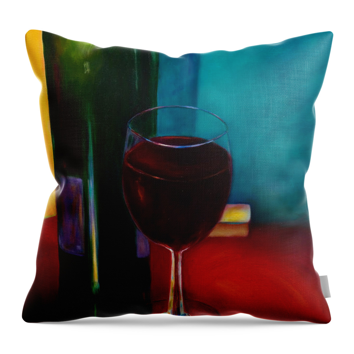 Wine Bottle Throw Pillow featuring the painting Shannon's Red by Shannon Grissom