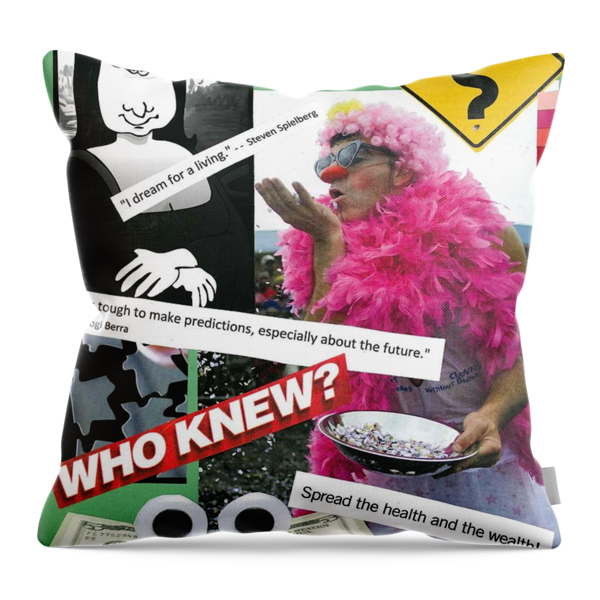 Collage Art Throw Pillow featuring the mixed media Share the Laughter by Susan Schanerman