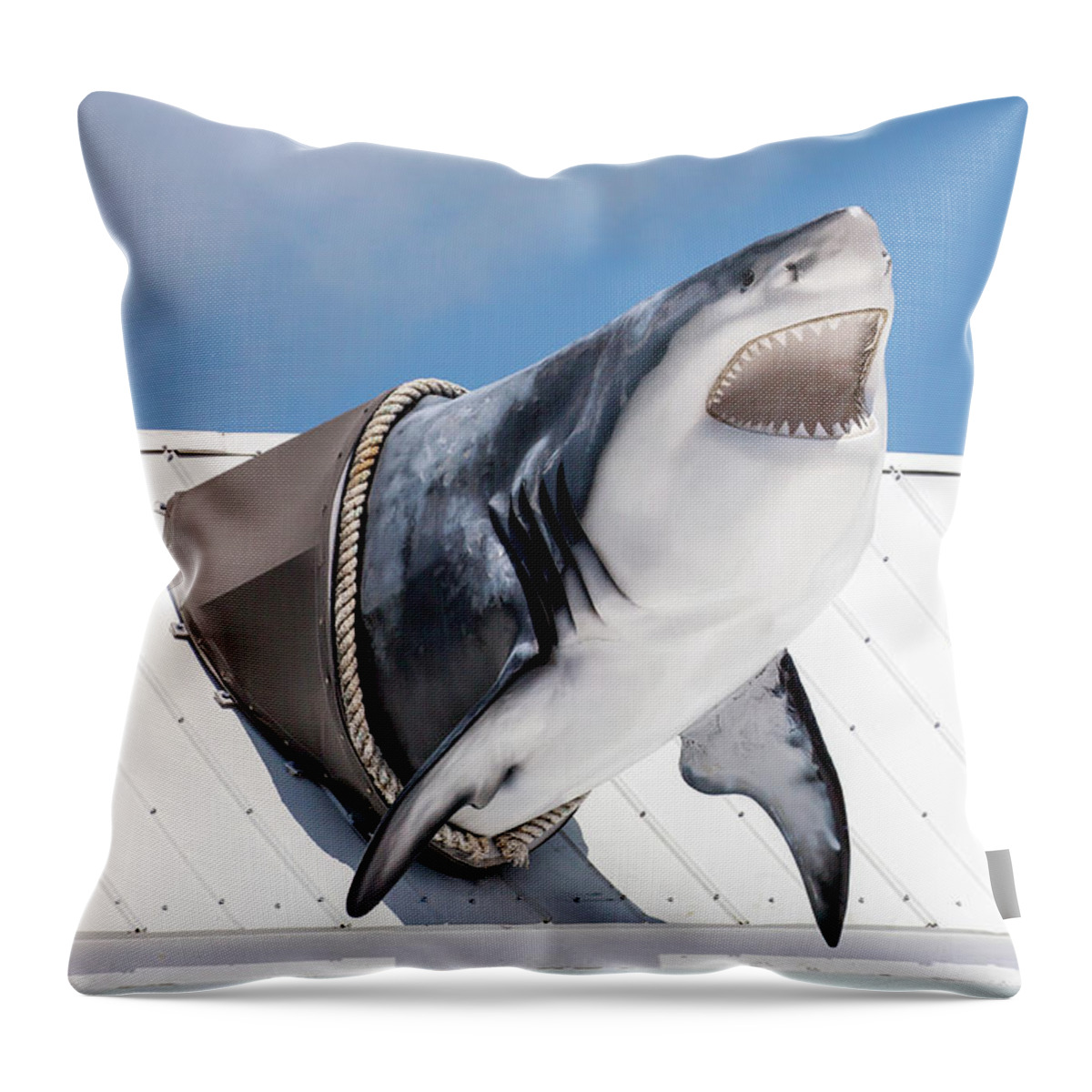 Key Largo Throw Pillow featuring the photograph Shark Attack by Art Block Collections