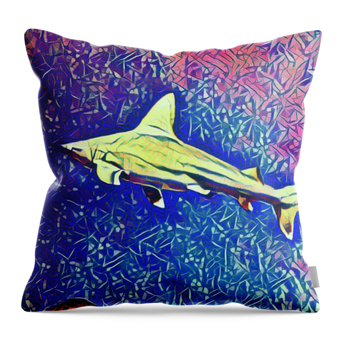 Shark Throw Pillow featuring the digital art Shark Tank by Jackie MacNair