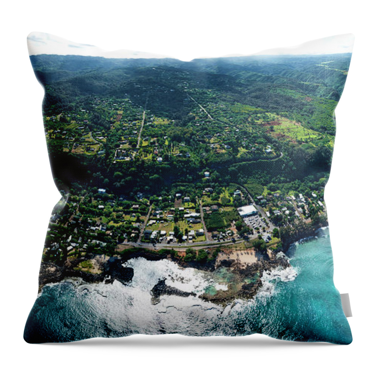 Helicopter Throw Pillow featuring the photograph Sharks Cove - North Shore by Sean Davey