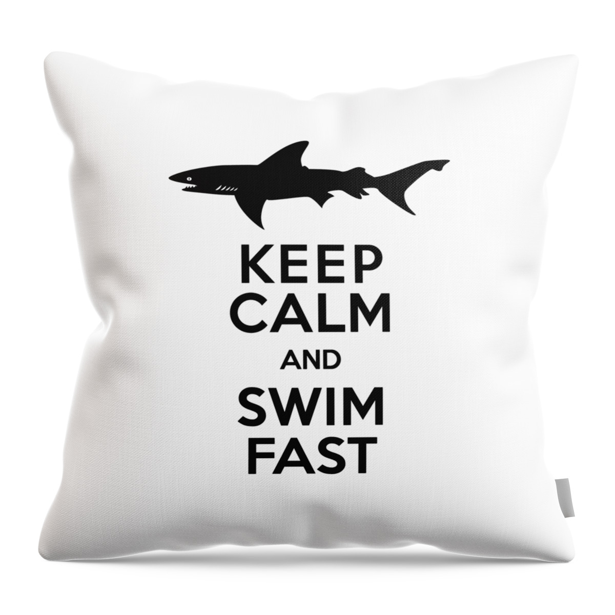 Shark Throw Pillow featuring the digital art Sharks Keep Calm and Swim Fast by Antique Images 