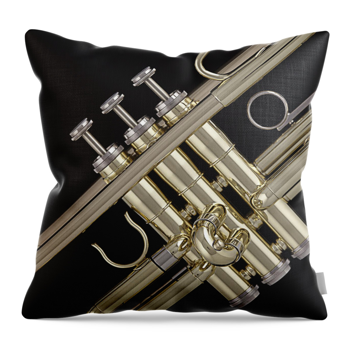 Fine Art Throw Pillow featuring the photograph Sharp Trumpet on Black by M K Miller