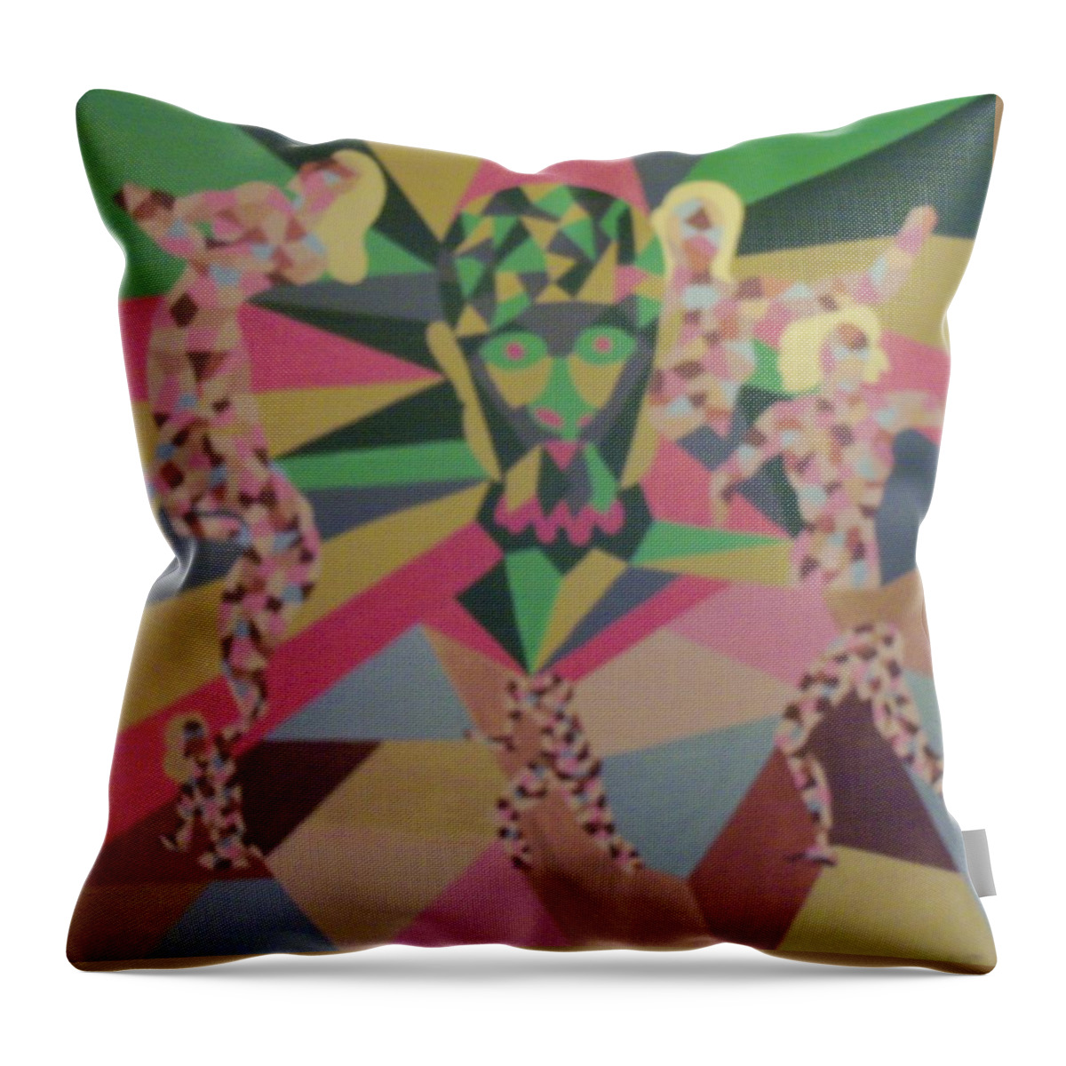 Female Nude Throw Pillow featuring the painting Shattered by Erika Jean Chamberlin