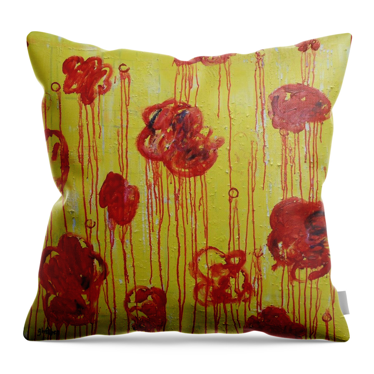 Abstract Throw Pillow featuring the painting Shaw Park Flower Garden by GH FiLben