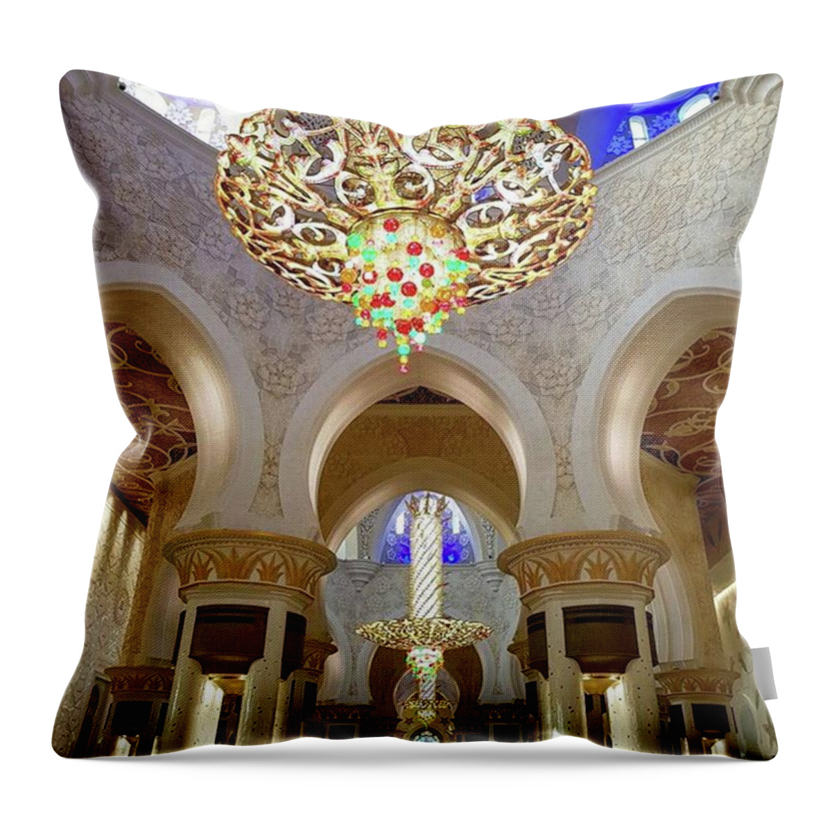 Mosque Throw Pillow featuring the photograph Sheikh Zayed Mosque by Awni H