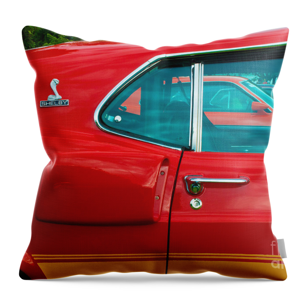 Ford Throw Pillow featuring the photograph Red Shelby Mustang Side View by Stuart Row