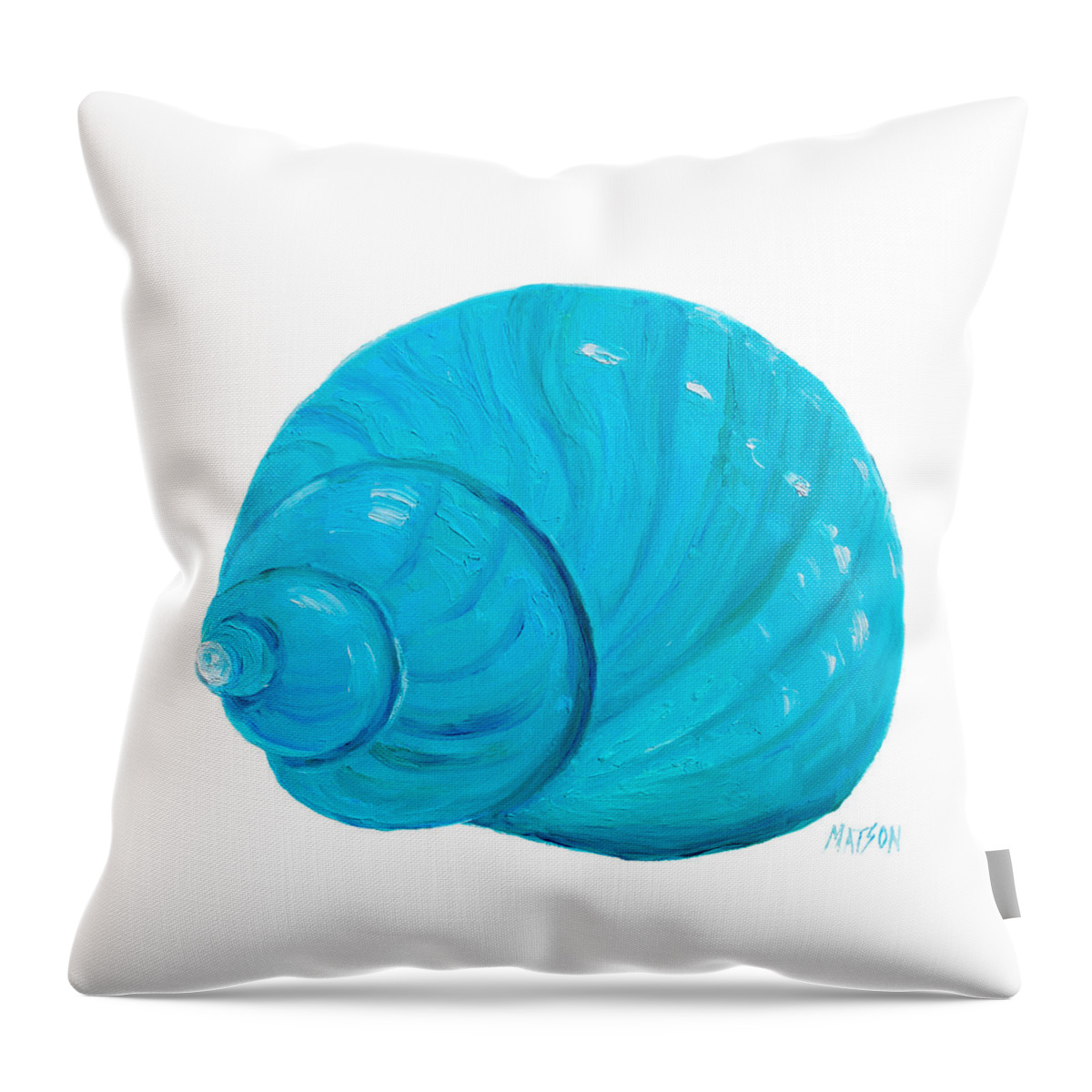 Shell Throw Pillow featuring the painting Shell painting - bathroom art by Jan Matson