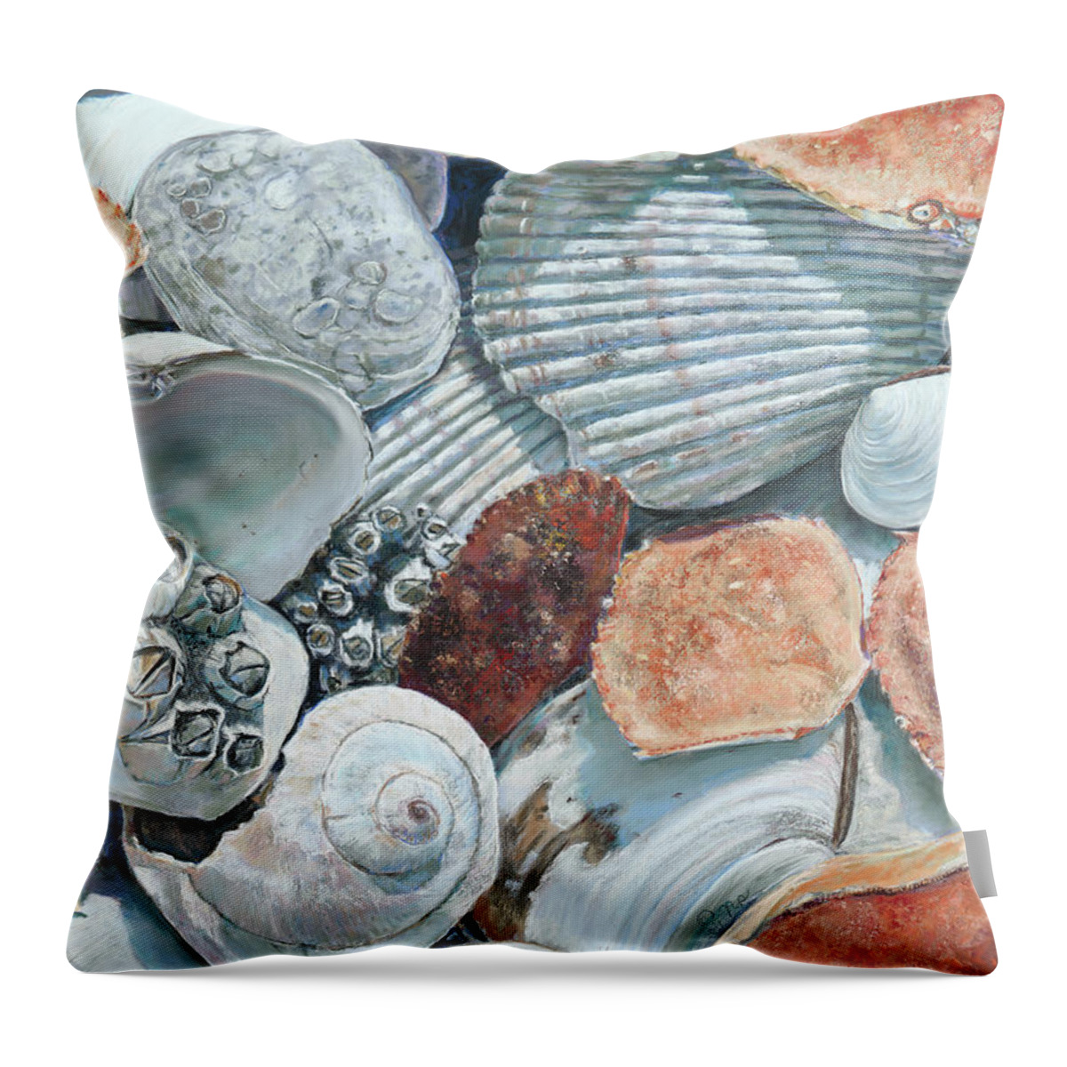 Birdseye Art Studio Throw Pillow featuring the painting Shells of the Puget Sound by Nick Payne