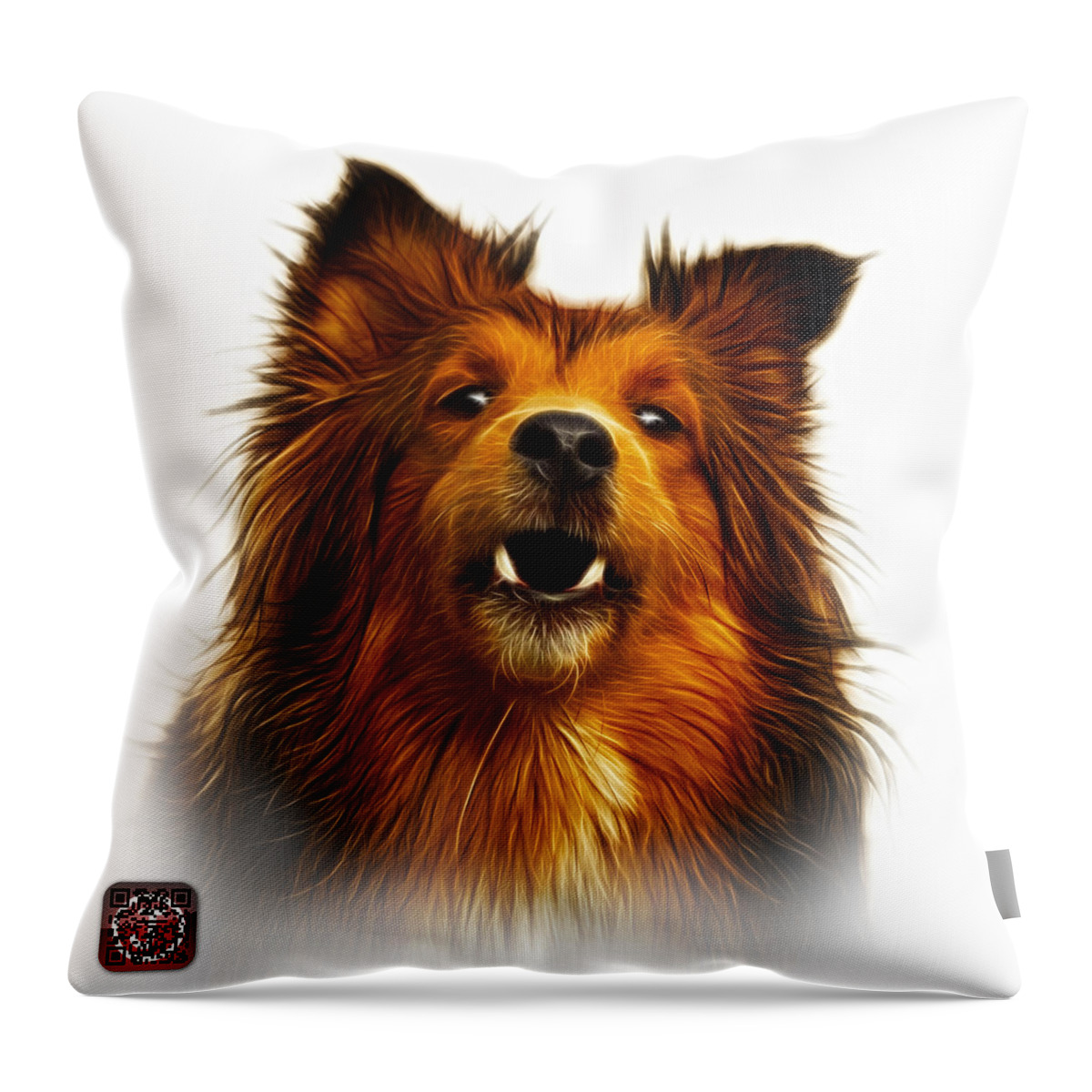 Sheltie Throw Pillow featuring the painting Sheltie Dog Art 0207 - WB by James Ahn