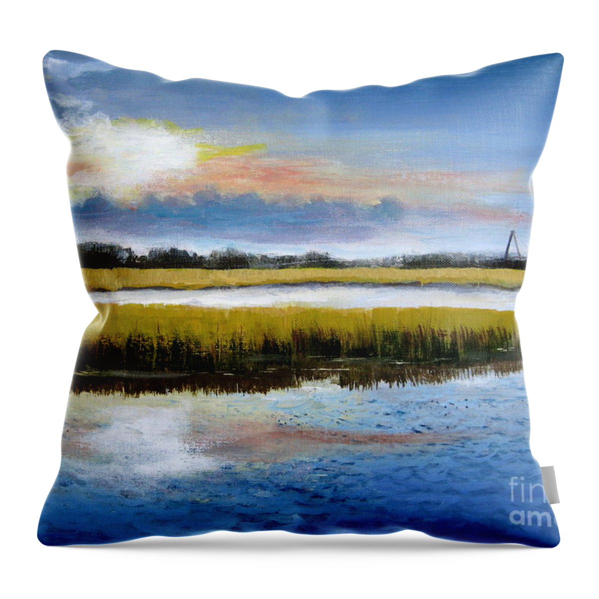 Charleston Throw Pillow featuring the painting Shem Creek Sky by Shirley Braithwaite Hunt