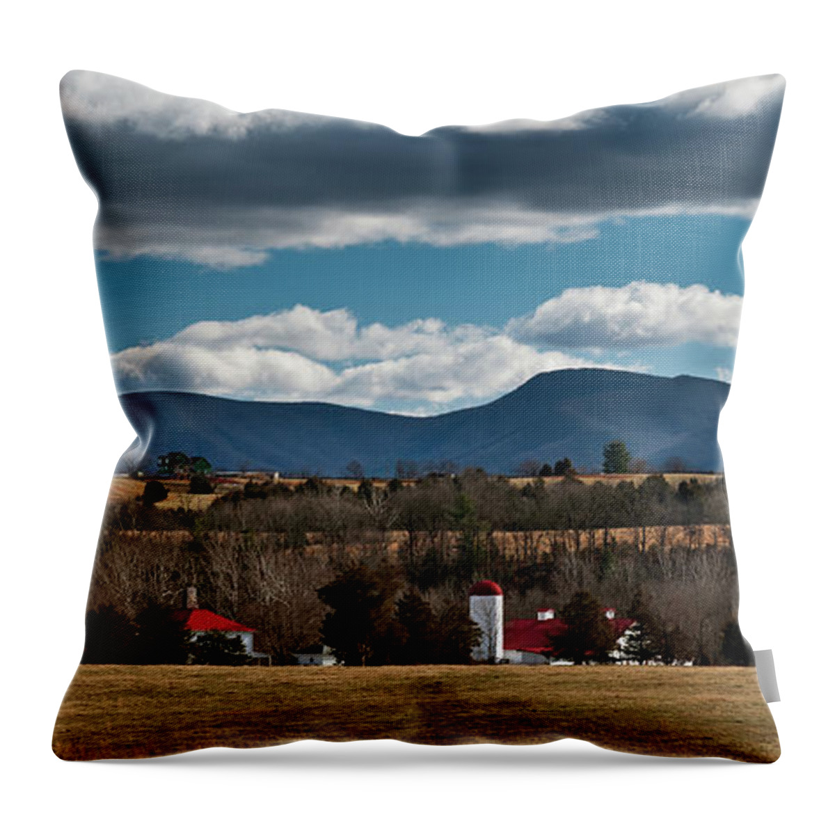 Shenandoah Valley Throw Pillow featuring the photograph Shenandoah Valley Farm Winter Skies by Lara Ellis