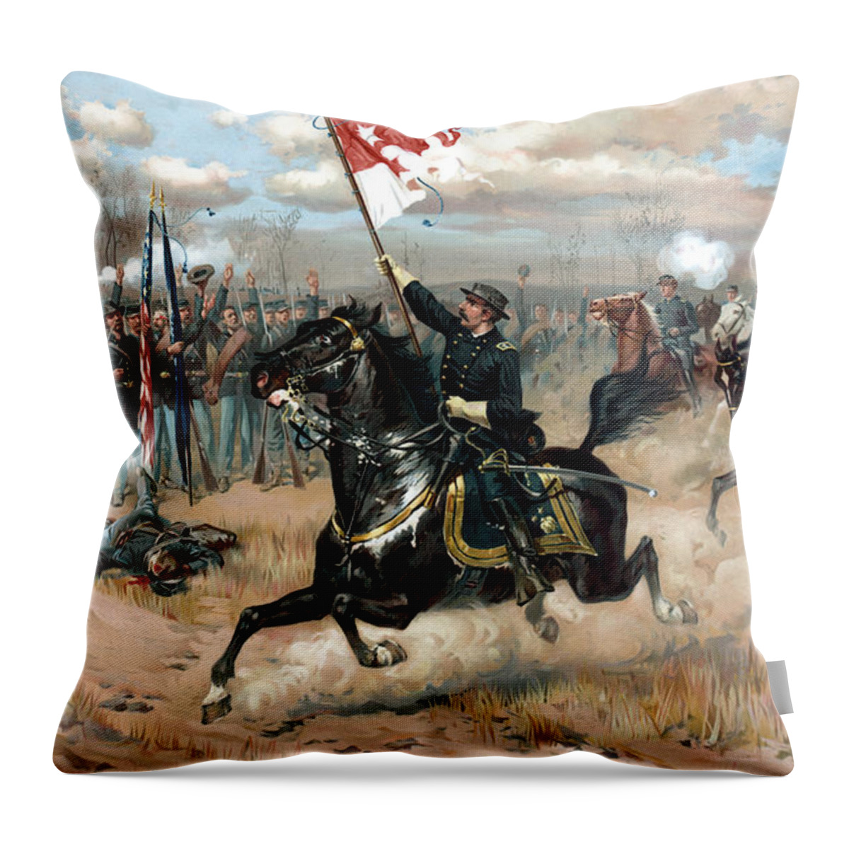 Sheridans Ride Throw Pillow featuring the painting Sheridan's Ride by War Is Hell Store