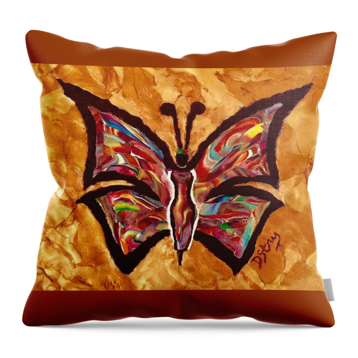 Butterfly Throw Pillow featuring the mixed media She's Royal by Deborah Stanley