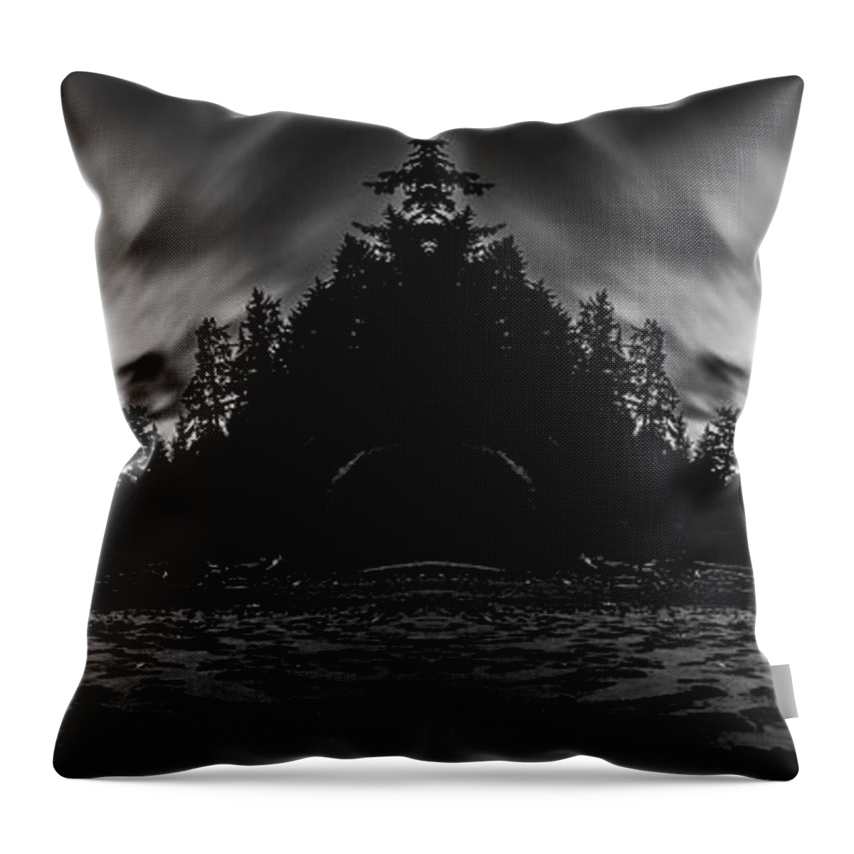 Seashore Throw Pillow featuring the digital art Shi Shi Beach Black and White Reflection by Pelo Blanco Photo