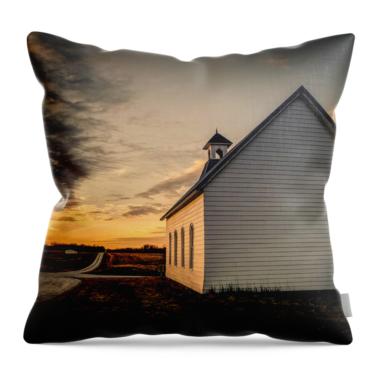 Church Throw Pillow featuring the photograph Shiloh Church Sunset by Bob Bell