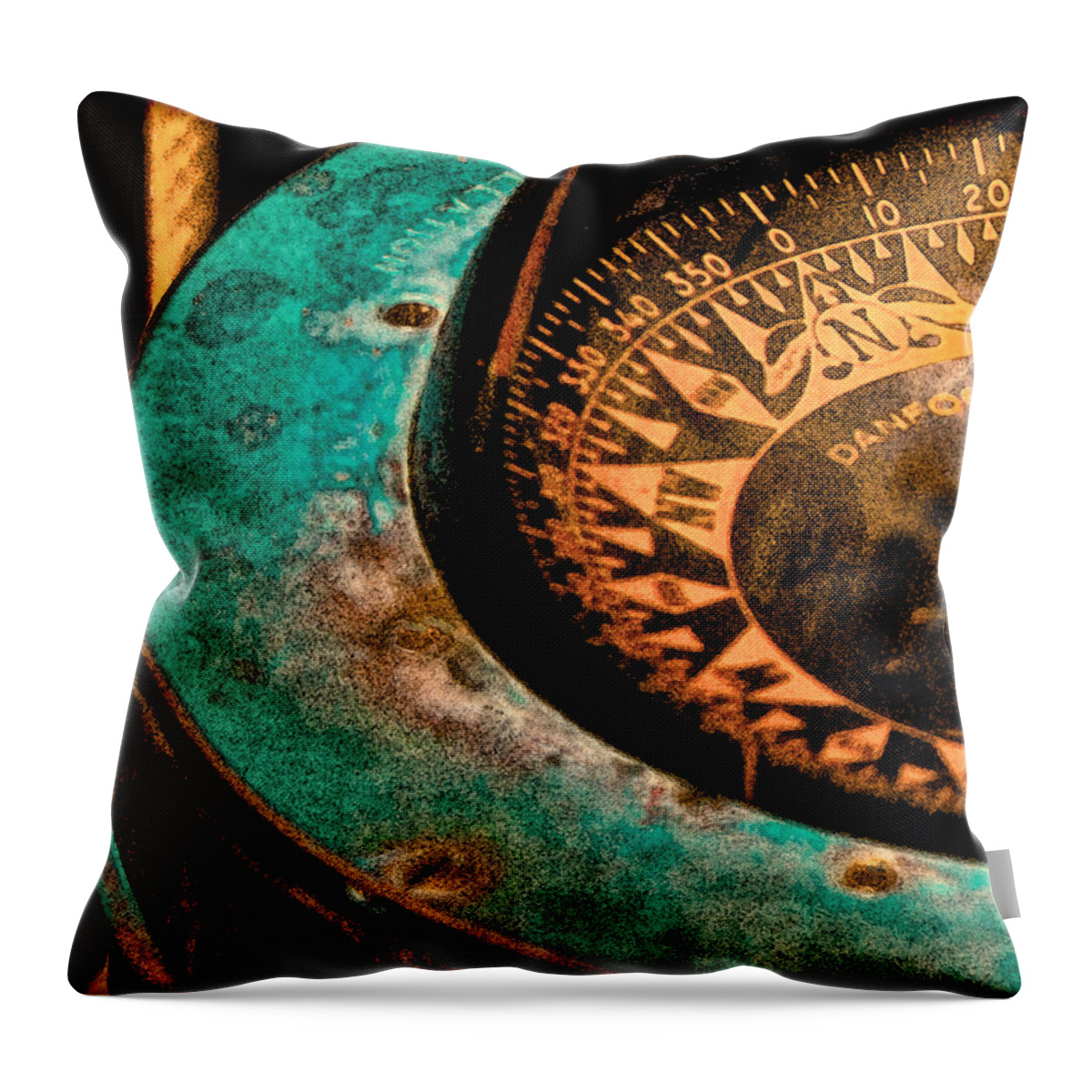 Maine Throw Pillow featuring the photograph Ship's Compass by Tony Grider