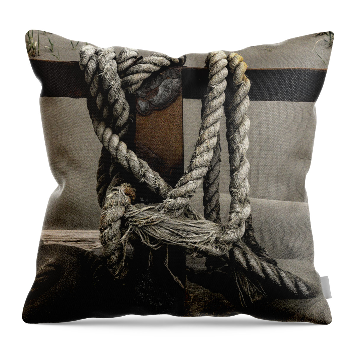 Alaska Throw Pillow featuring the photograph Shipwecked Rope by Fred Denner
