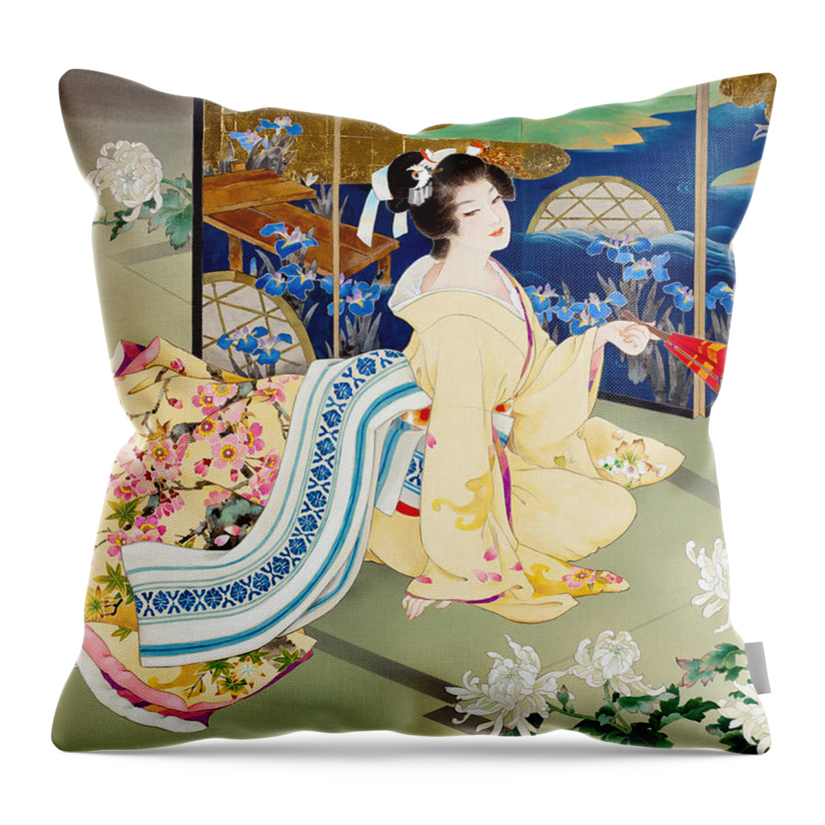 Adult Throw Pillow featuring the photograph Shiragiku by MGL Meiklejohn Graphics Licensing