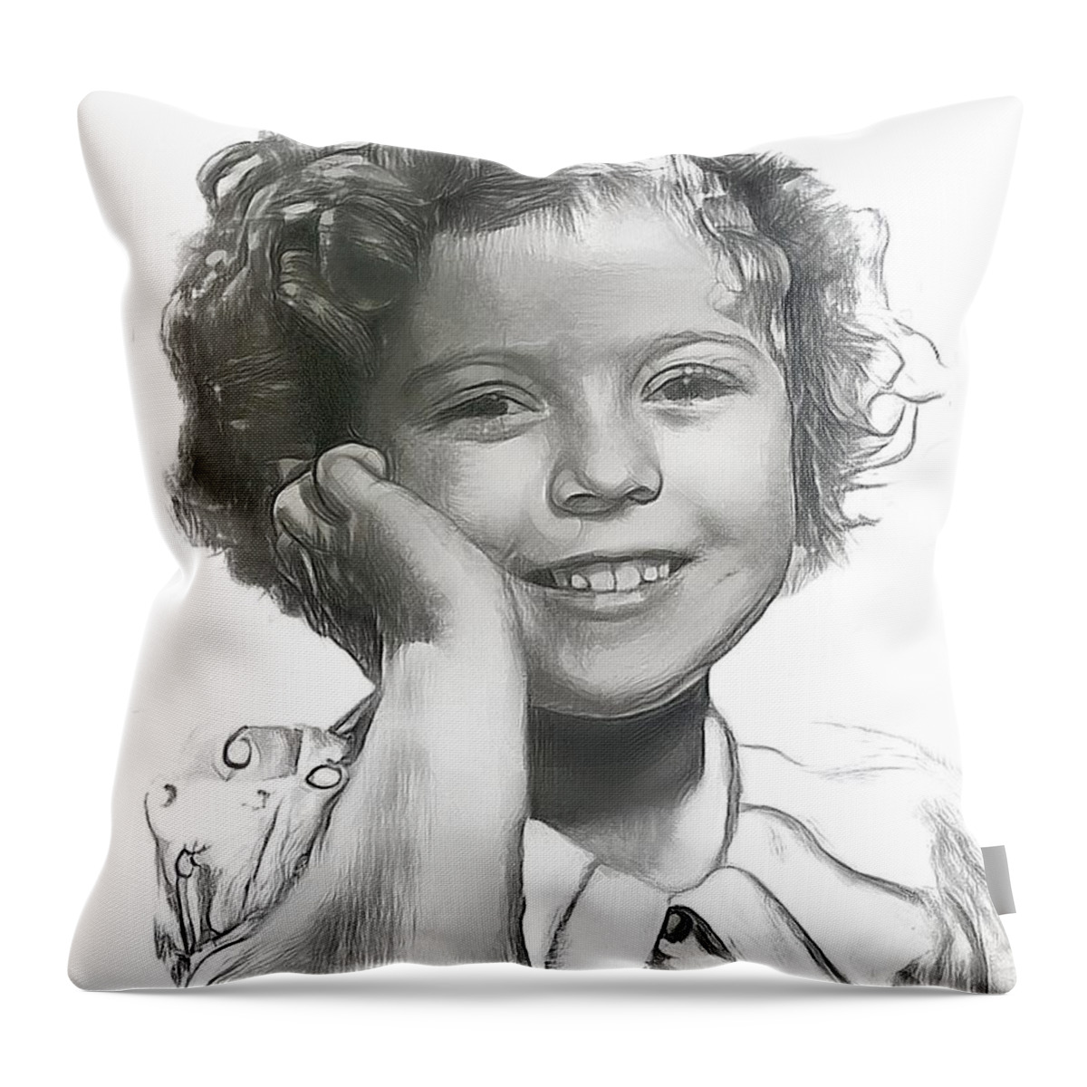 Shirley Temple Throw Pillow featuring the drawing Shirley Temple by Wayne Pascall