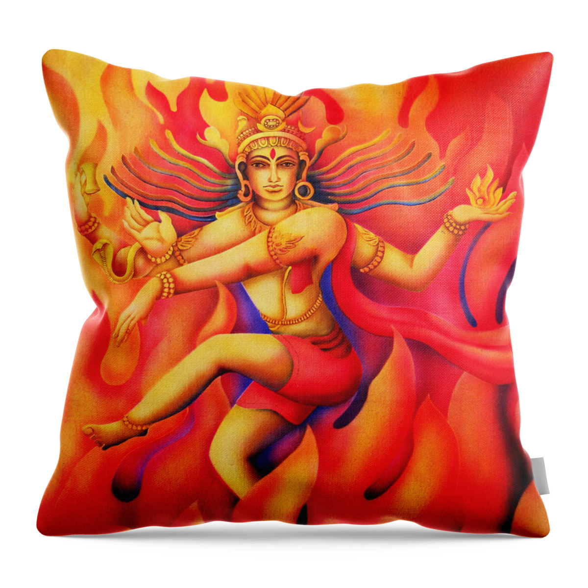 Shiva Throw Pillow featuring the painting Shiva Nataraja by Vishwajyoti Mohrhoff