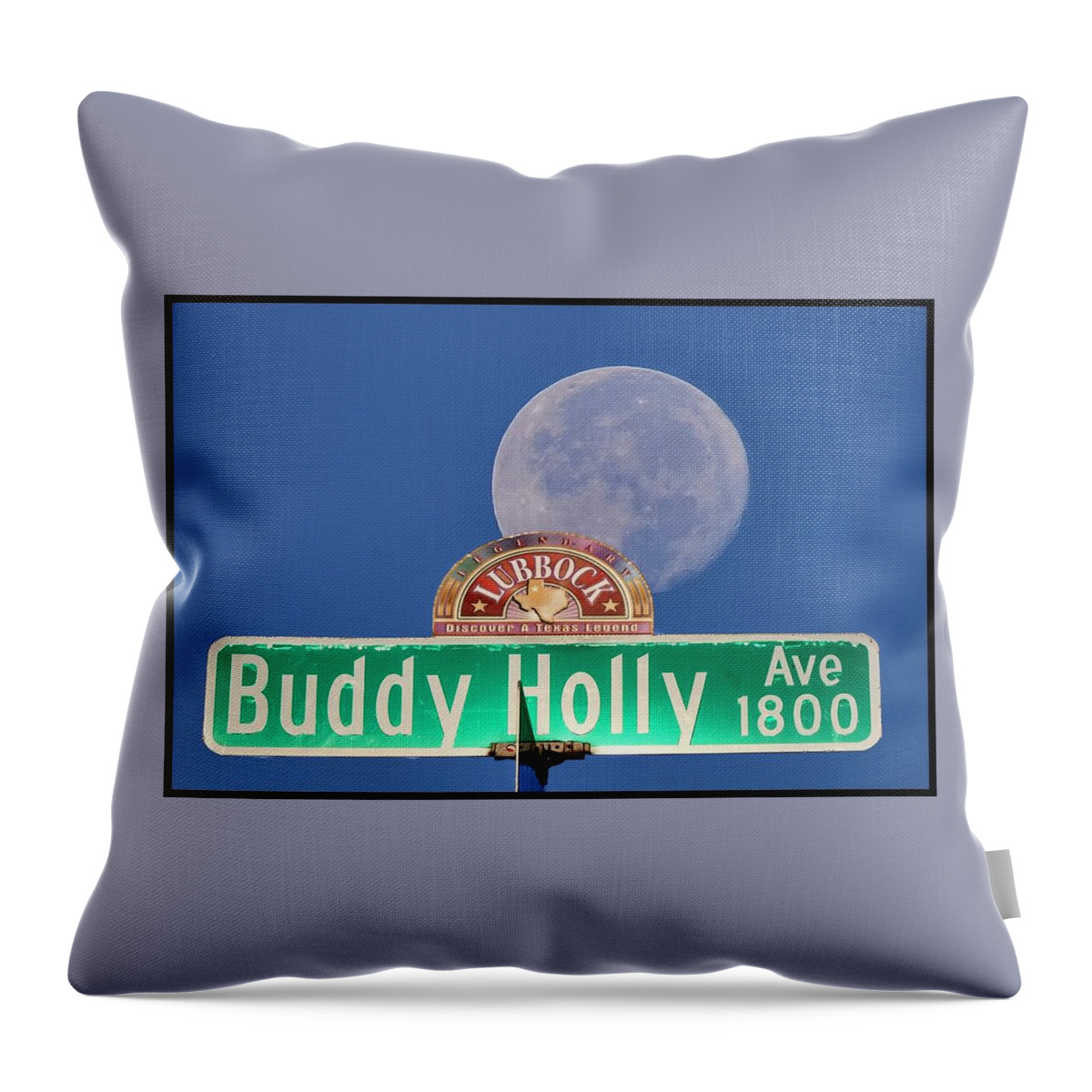 Texas Throw Pillow featuring the photograph Shoot The Moon, Buddy Holly by Harriet Feagin