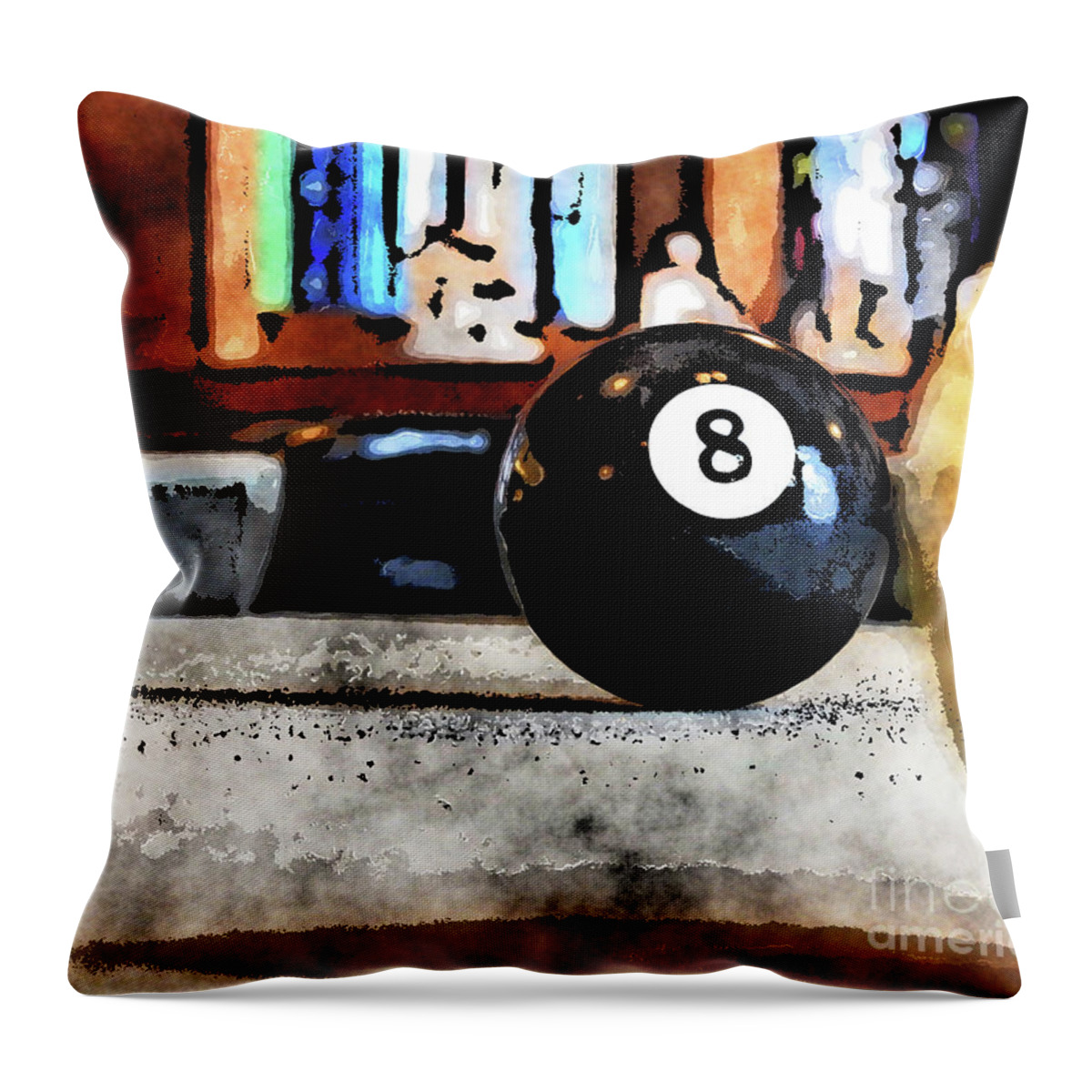 Pool Throw Pillow featuring the digital art Shooting For The Eight Ball by Phil Perkins