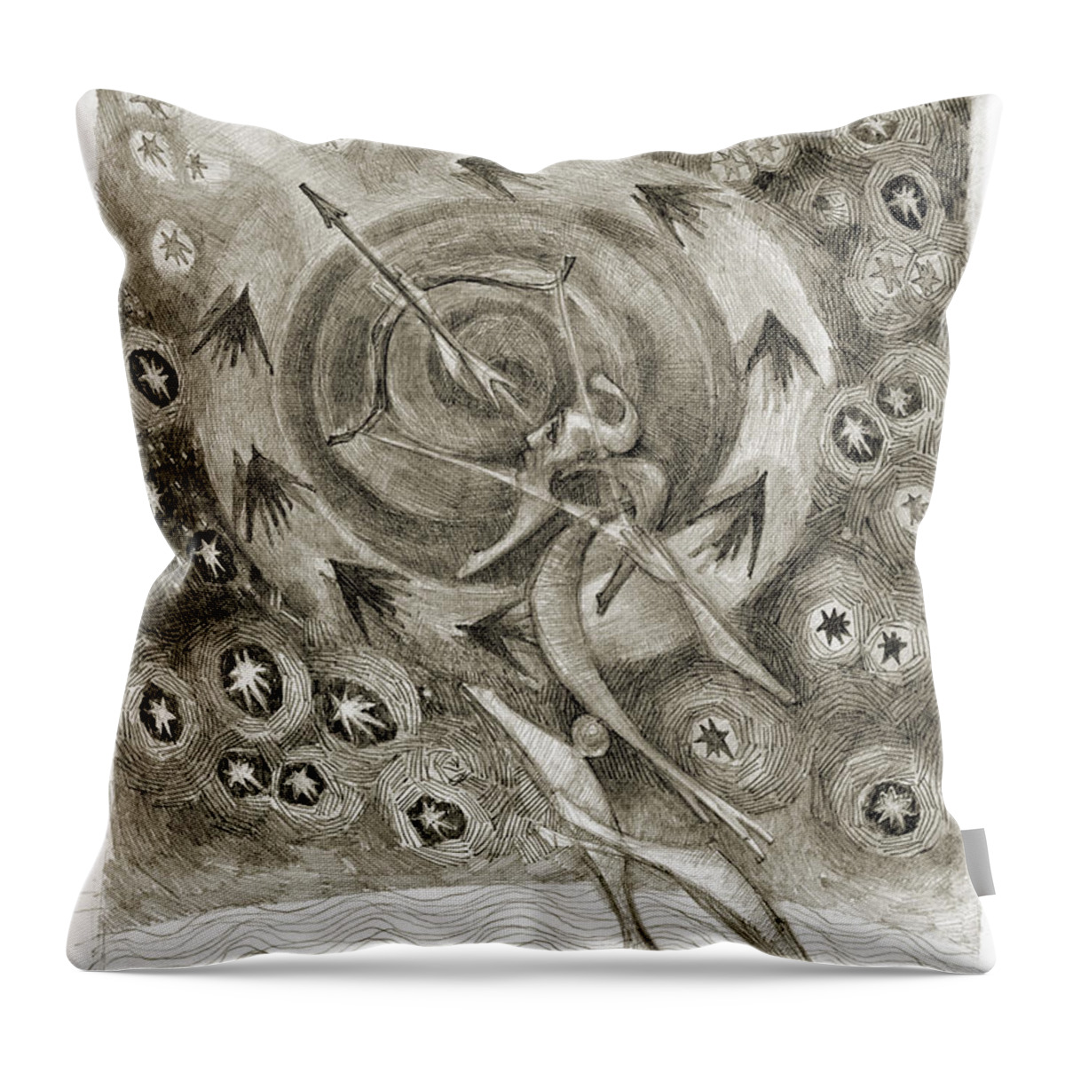 Archer Throw Pillow featuring the drawing Shooting Stars by Juel Grant