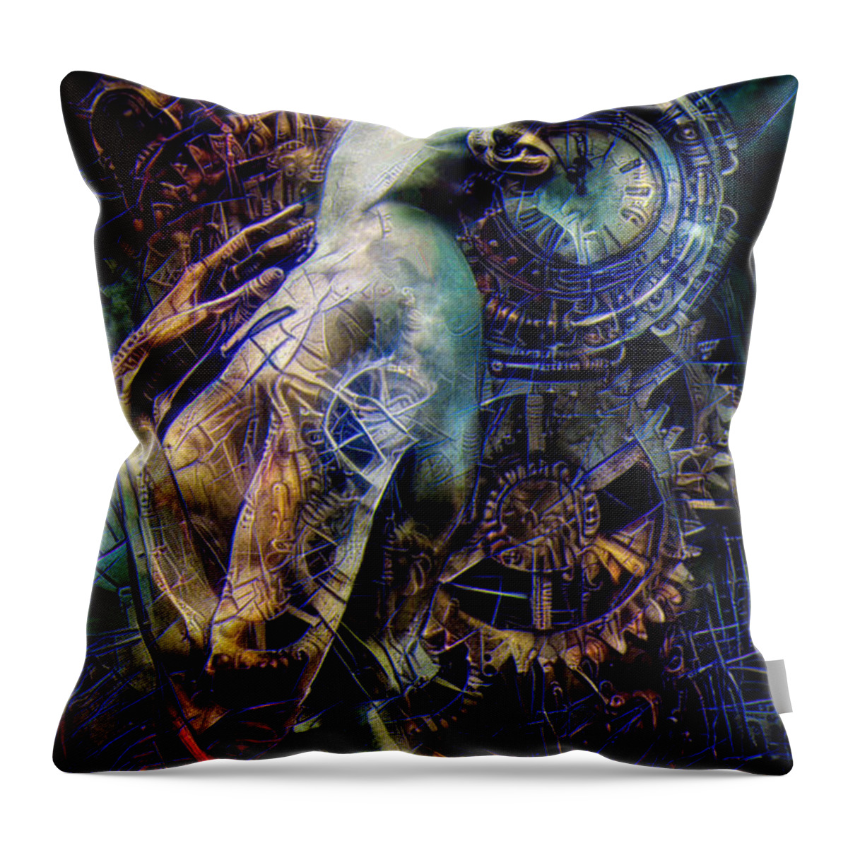 Time Throw Pillow featuring the mixed media Short on time by Lilia S