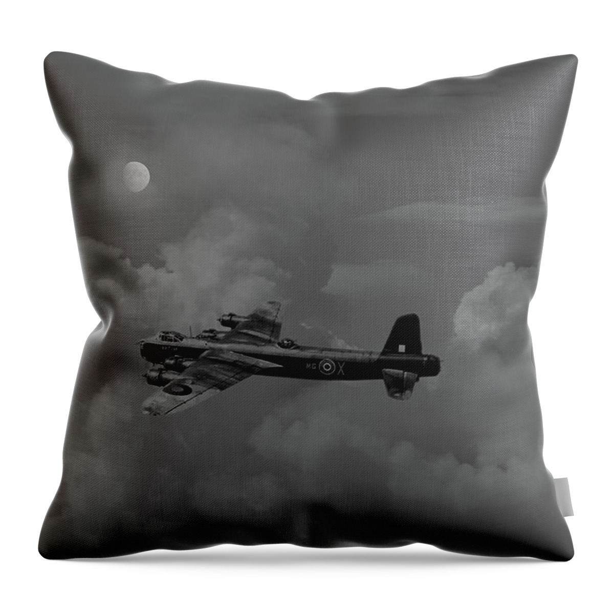 Aircraft Throw Pillow featuring the digital art Short Stirling - 7 Sqdn remembered by Pat Speirs