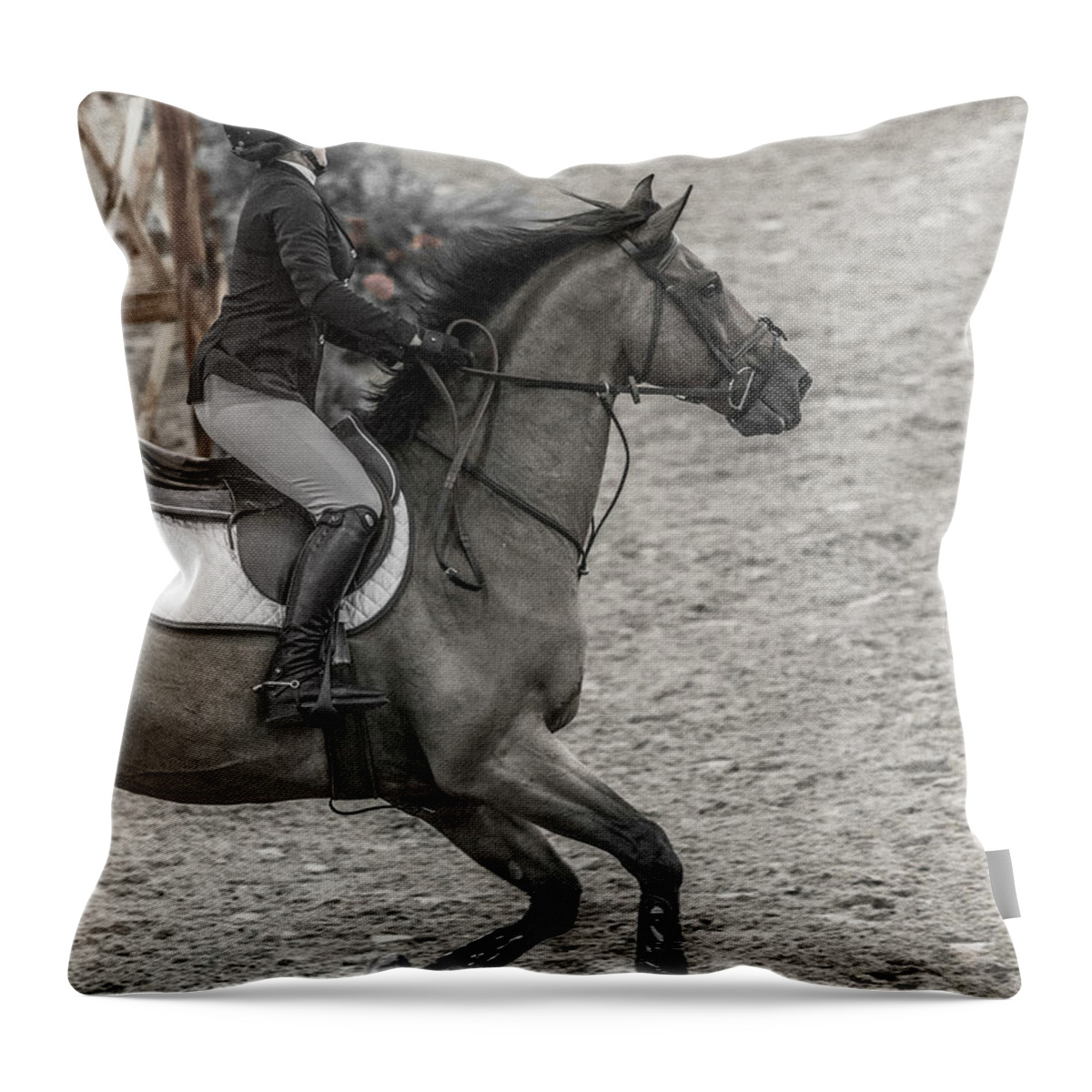 Horse Throw Pillow featuring the photograph Show Jumping Teamwork by Betsy Knapp