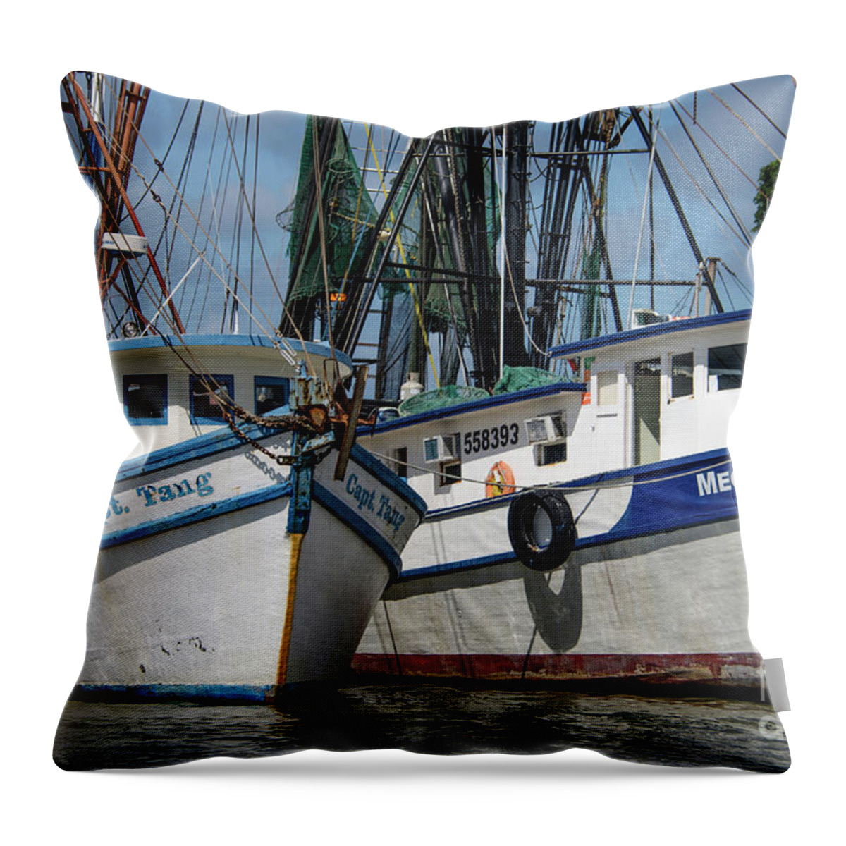Capt Tang Throw Pillow featuring the photograph Shrimp Life by Dale Powell