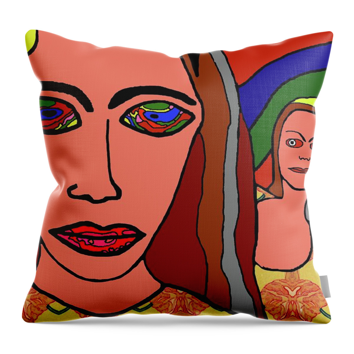 Abstract Throw Pillow featuring the digital art Sibling Rivalry by Laura Smith
