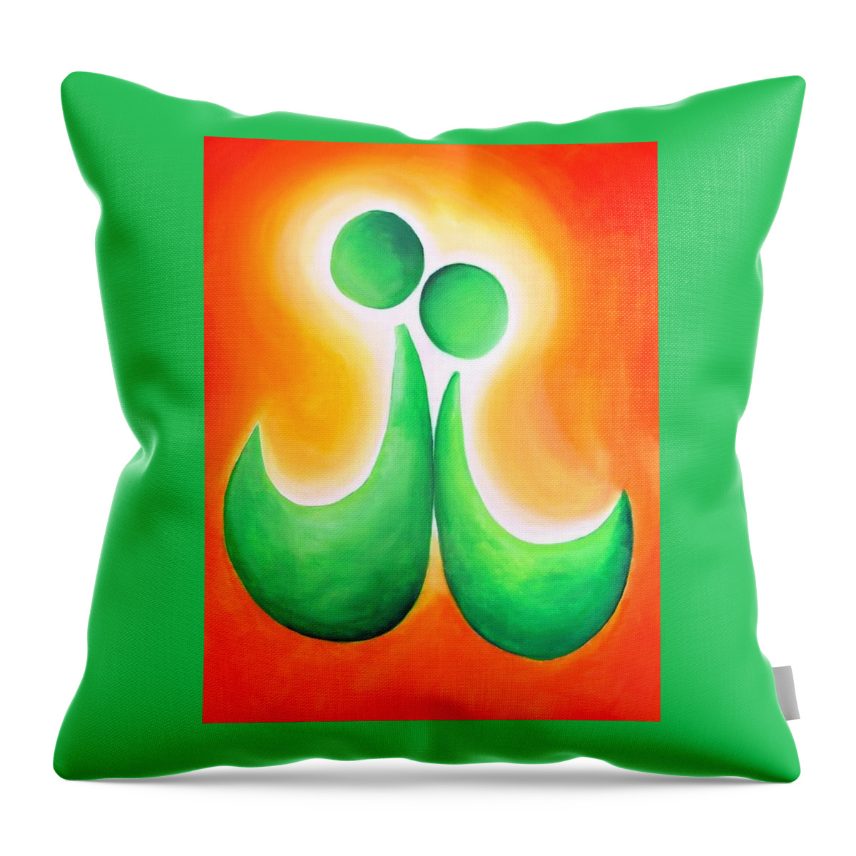 Orange Throw Pillow featuring the painting Siblings... support system by Jennifer Hannigan-Green