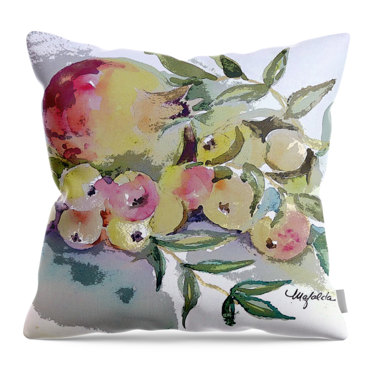Still Life Throw Pillow featuring the painting Sicilian Fruits by Mafalda Cento