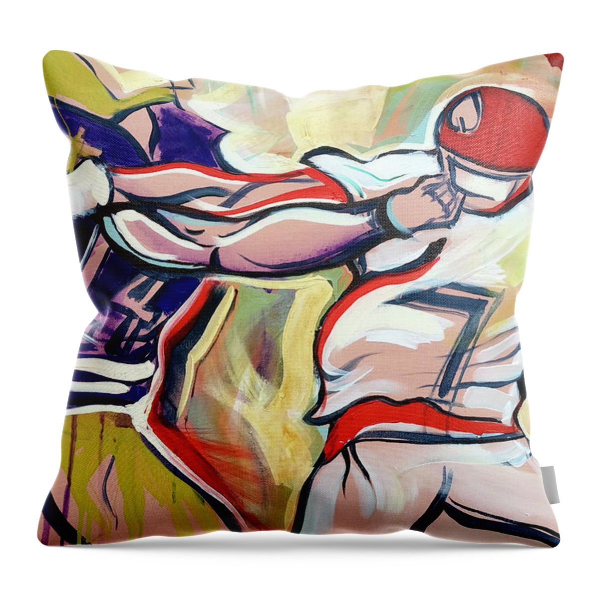  Throw Pillow featuring the painting Side Arm Uga by John Gholson