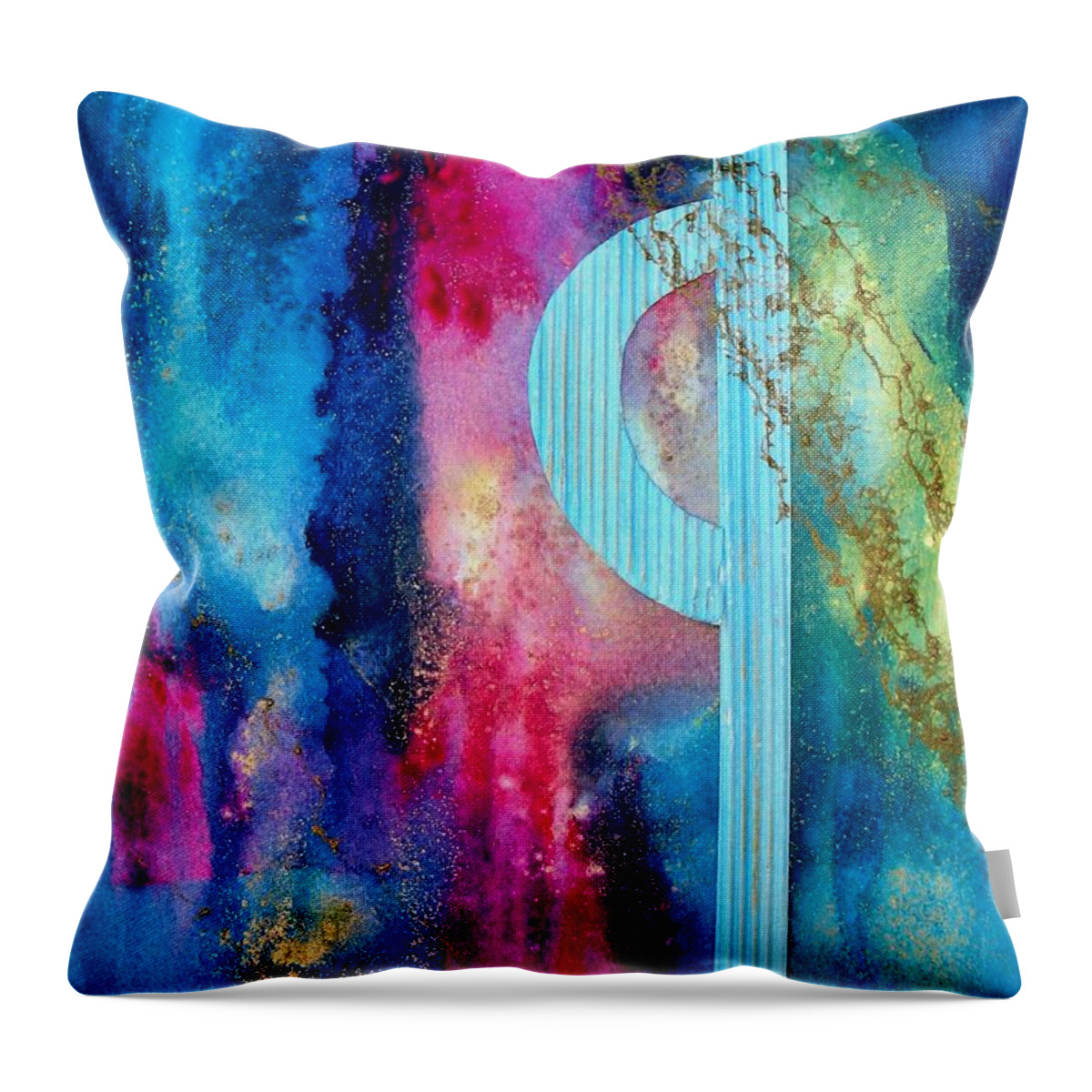 Abstract Throw Pillow featuring the painting Sidetracked by Louise Adams